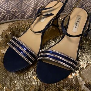 Sparkly ankle-strap pumps